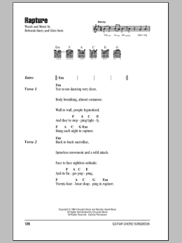 page one of Rapture (Guitar Chords/Lyrics)