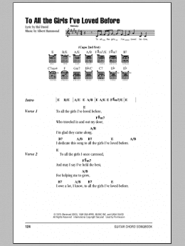 page one of To All The Girls I've Loved Before (Guitar Chords/Lyrics)