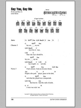 page one of Say You, Say Me (Guitar Chords/Lyrics)