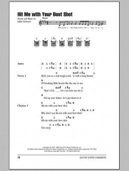 page one of Hit Me With Your Best Shot (Guitar Chords/Lyrics)