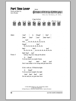 page one of Part Time Lover (Guitar Chords/Lyrics)