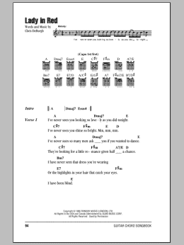 page one of The Lady In Red (Guitar Chords/Lyrics)