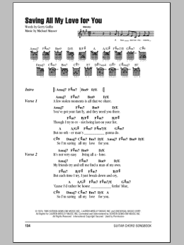 page one of Saving All My Love For You (Guitar Chords/Lyrics)