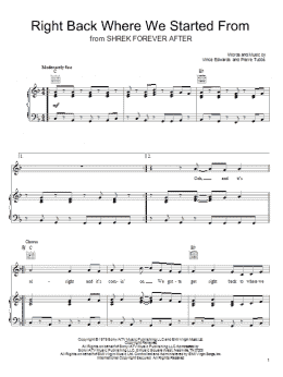 page one of Right Back Where We Started From (Piano, Vocal & Guitar Chords (Right-Hand Melody))