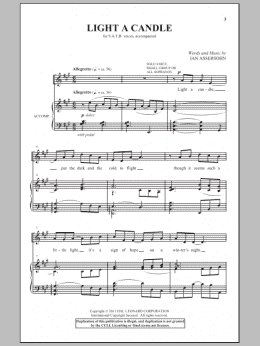 page one of Light A Candle (SATB Choir)