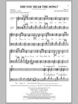 page one of Did You Hear The Song? (SATB Choir)