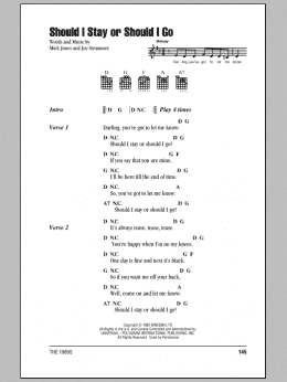 page one of Should I Stay Or Should I Go (Guitar Chords/Lyrics)
