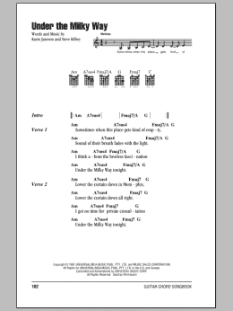 page one of Under The Milky Way (Guitar Chords/Lyrics)