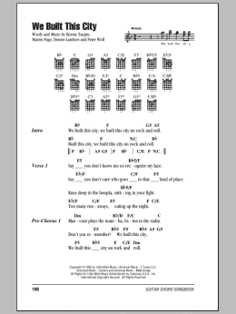 page one of We Built This City (Guitar Chords/Lyrics)
