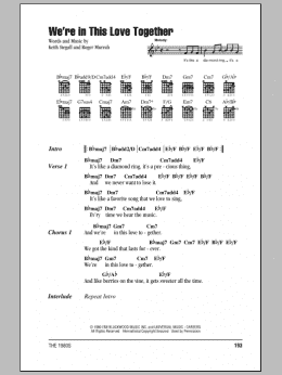 page one of We're In This Love Together (Guitar Chords/Lyrics)