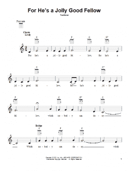 page one of For He's A Jolly Good Fellow (Ukulele)
