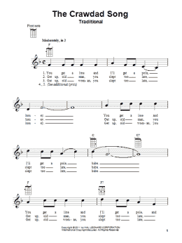 page one of The Crawdad Song (Ukulele)