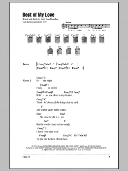 page one of Best Of My Love (Guitar Chords/Lyrics)