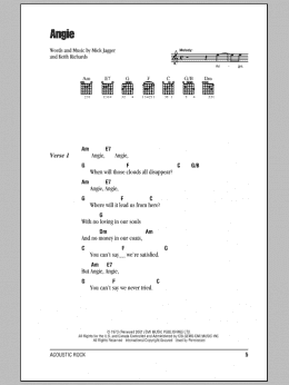 page one of Angie (Guitar Chords/Lyrics)