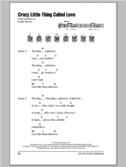page one of Crazy Little Thing Called Love (Guitar Chords/Lyrics)