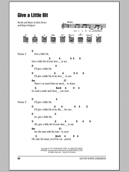 page one of Give A Little Bit (Guitar Chords/Lyrics)