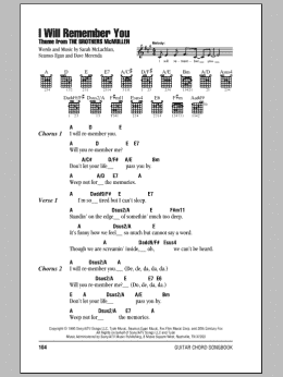 page one of I Will Remember You (Guitar Chords/Lyrics)