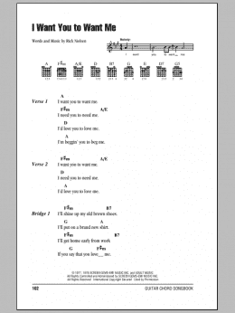 page one of I Want You To Want Me (Guitar Chords/Lyrics)