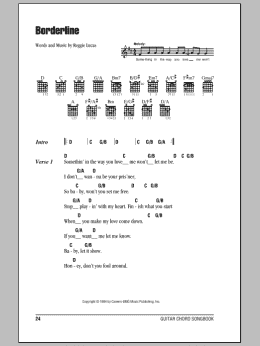 page one of Borderline (Guitar Chords/Lyrics)