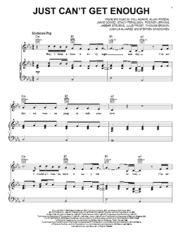 page one of Just Can't Get Enough (Piano, Vocal & Guitar Chords (Right-Hand Melody))