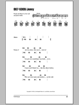 page one of 867-5309/Jenny (Guitar Chords/Lyrics)