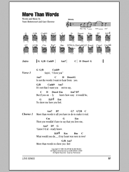 page one of More Than Words (Guitar Chords/Lyrics)