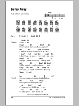 page one of So Far Away (Guitar Chords/Lyrics)
