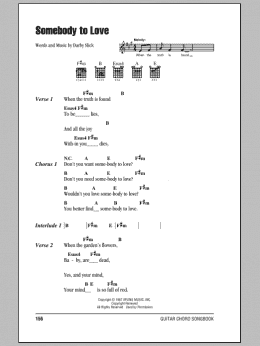 page one of Somebody To Love (Guitar Chords/Lyrics)