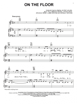 page one of On The Floor (Piano, Vocal & Guitar Chords (Right-Hand Melody))