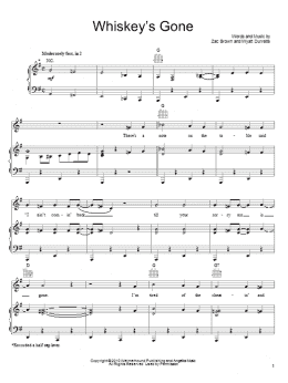 page one of Whiskey's Gone (Piano, Vocal & Guitar Chords (Right-Hand Melody))