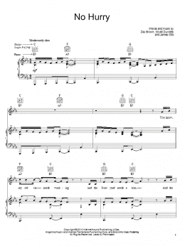 page one of No Hurry (Piano, Vocal & Guitar Chords (Right-Hand Melody))