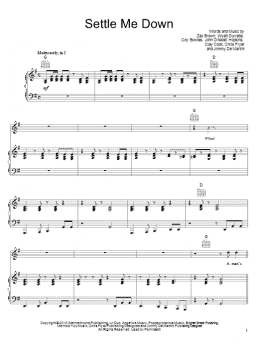 page one of Settle Me Down (Piano, Vocal & Guitar Chords (Right-Hand Melody))