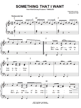 page one of Something That I Want (from Disney's Tangled) (Easy Piano)