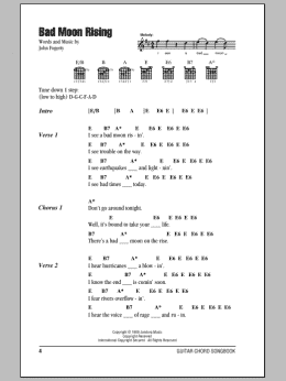 page one of Bad Moon Rising (Guitar Chords/Lyrics)