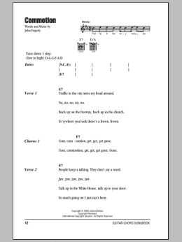 page one of Commotion (Guitar Chords/Lyrics)