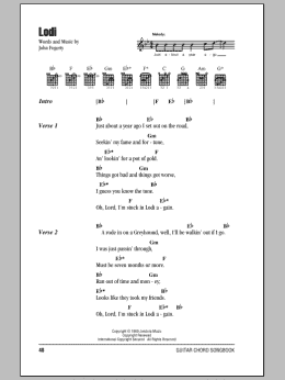 page one of Lodi (Guitar Chords/Lyrics)