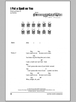page one of I Put A Spell On You (Guitar Chords/Lyrics)