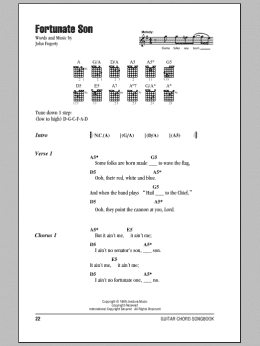 page one of Fortunate Son (Guitar Chords/Lyrics)