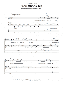 page one of You Shook Me (Guitar Tab)
