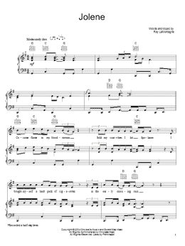 page one of Jolene (Piano, Vocal & Guitar Chords (Right-Hand Melody))