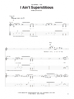 page one of I Ain't Superstitious (Guitar Tab)