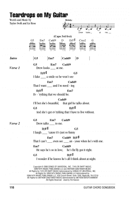 page one of Teardrops On My Guitar (Guitar Chords/Lyrics)