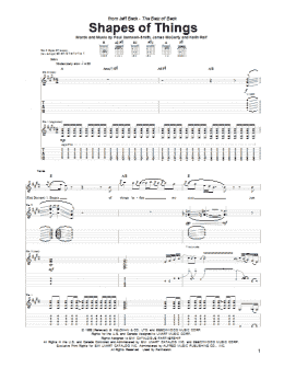 page one of Shapes Of Things (Guitar Tab)