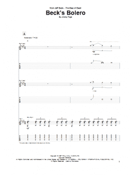 page one of Beck's Bolero (Guitar Tab)