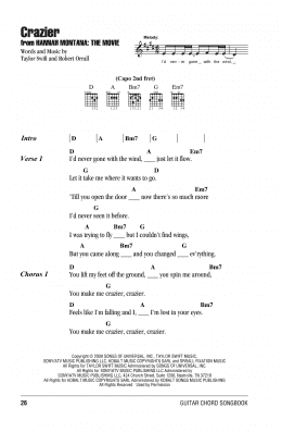 page one of Crazier (Guitar Chords/Lyrics)