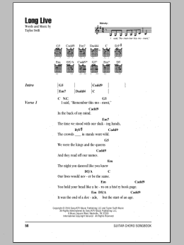 page one of Long Live (Guitar Chords/Lyrics)