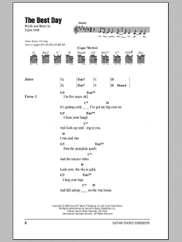 page one of The Best Day (Guitar Chords/Lyrics)