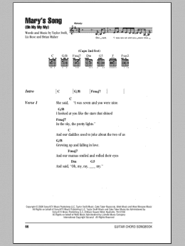 page one of Mary's Song (Oh My My My) (Guitar Chords/Lyrics)
