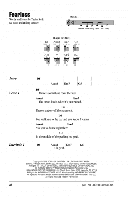 page one of Fearless (Guitar Chords/Lyrics)