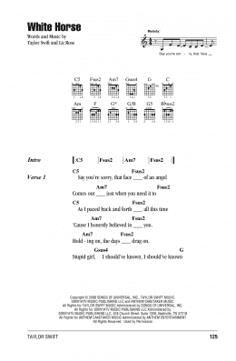 page one of White Horse (Guitar Chords/Lyrics)